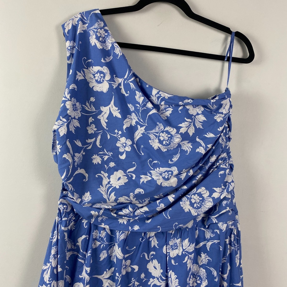 blue and white polka dot dress outfit Berta | NAVY And White Polka-Dot Square-Neck Midi Dress