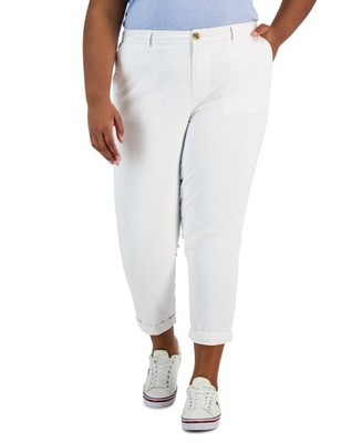 Tommy Hilfiger The Flex Women's 20W Hampton Chino Pants White NWT Retail $84