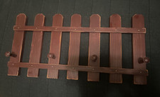 vintage wooden wall coat/key hanger red, distressed