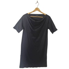COS Dress S Stretch Viscose Crepe Cowl Neck Shift Tunic Short Sleeve Black