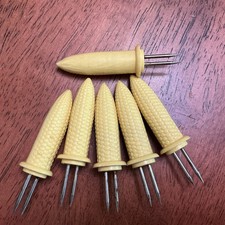6 Vintage Corn on the Cob Yellow Picks Holder...
