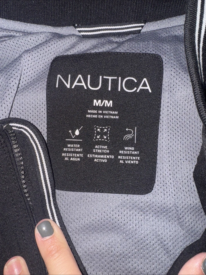 Chaqueta Bomber Nautica Para Hombre Ligera Cuello Rayas Talla M Negra Nueva con Etiquetas Foto 2 de 4