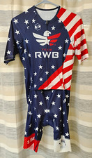 BASE Team RWB USA Stars  Stripes Trisuit Mens M Short Sleeve Full Zip Excellent