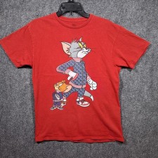 Tom and Jerry Graphic Red T-shirt  Size M Youth 100 Cotton