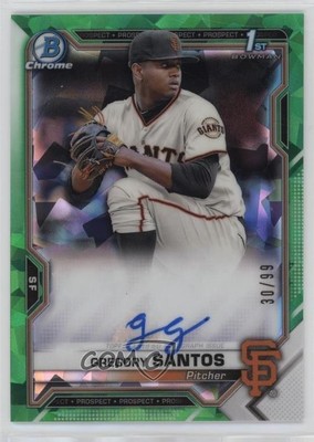 2021 Bowman Chrome HTA Green Atomic Refractor 30/99 Gregory Santos Auto 14dj