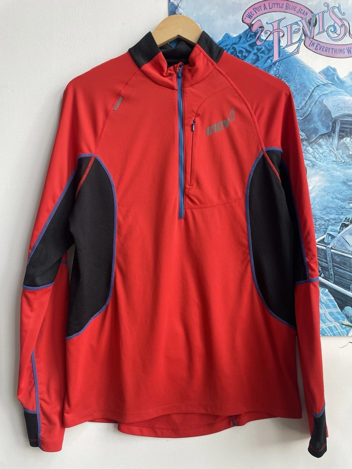Inov8 Base Elite Men's Long Sleeve Base Layer Shirt Size L Red Running Hiking