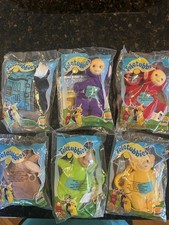 1999 vintage Burger King 5" Teletubbies Clip-On Stuffed Plush Set
