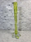 Vintage Murano Style Bud Vase 11.5" Tall Green Twist Art Glass Elephant Foot