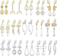 15 Pairs Clip on Earrings for Women Trendy,Lightweight Clipon Earring Set in Sil