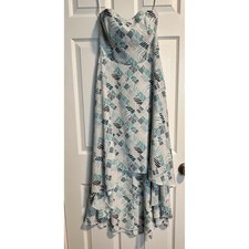 White House Black Market Petites Strapless High Low Midi Dress Geometric 8P