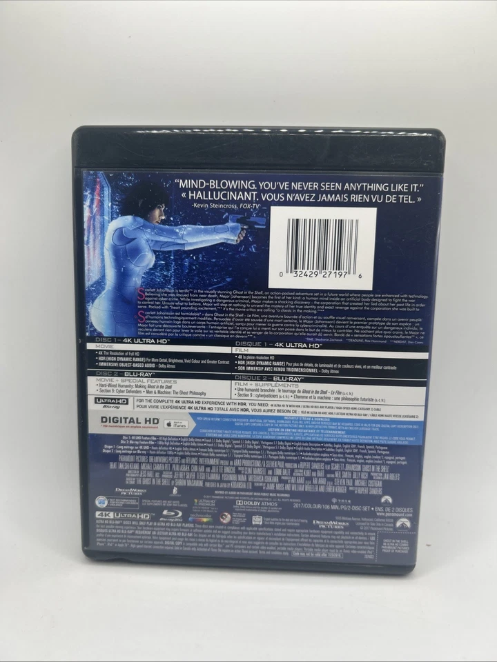 Ghost in the Shell Blu-ray + DVD Scarlett Johansson in 4K Case (No 4K) - Image 2 of 3