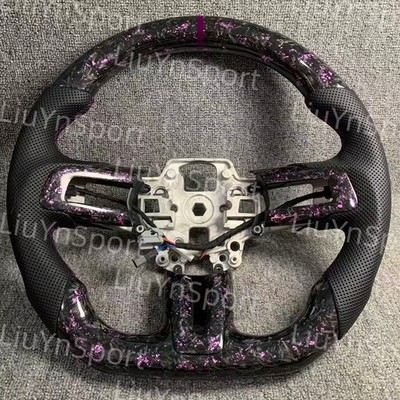  Purple Forged Real Carbon Fiber Heat Steering Wheel for Ford Mustang GT 15-23