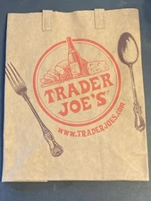 Trader Joes ICONIC Brown Paper reusable Grocery Shopping Bags w/ handle