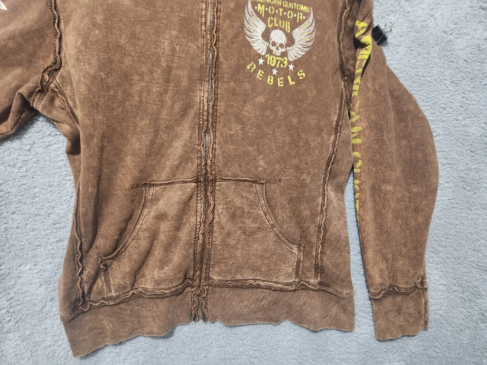 Chaqueta con Capucha Affliction Para Hombre Rara American Customs Motor Club Talla Grande Foto 4 de 4