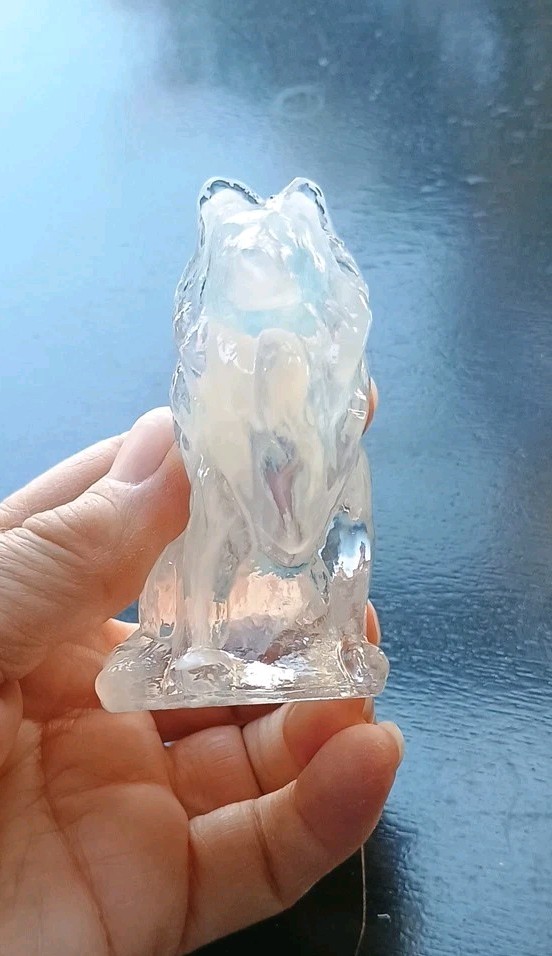 OBO Mosser Art Glass Opal Cloudy Transparent Clear Collie VTG Dog Sheltie 