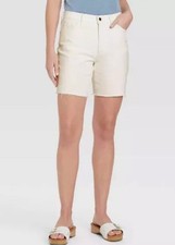 Universal Thread Women's High Rise Bermuda Jean Shorts White Size 8