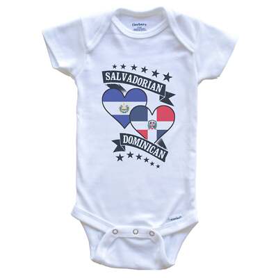 Salvadorian Dominican Heart Flags El Salvador Dominican Republic Baby Bodysuit