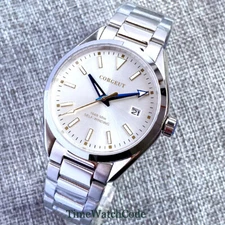 NH35A Corgeut Automatic Mens Watch Sapphire Glass 41mm White Dial Date Window