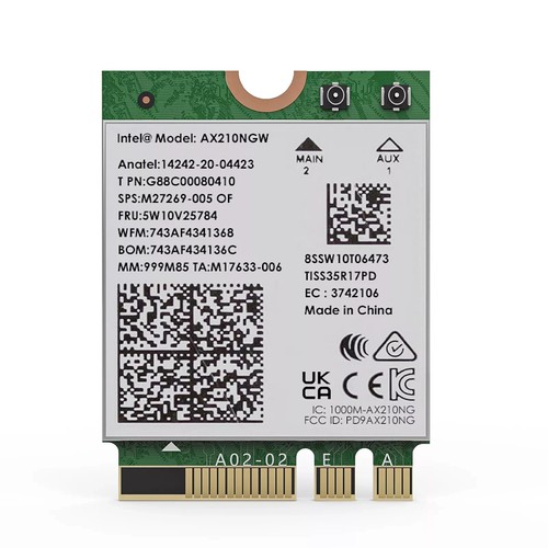 WiFi 6E Wireless Card Intel AX210NGW Bluetooth 5.3 Tri-Band Network wifi Adapter - Picture 1 of 2