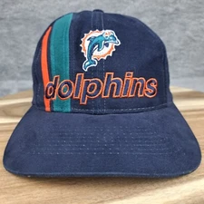 Vintage Miami Dolphins Hat Cap Strap Back Stripe Logo Athletic Pro Line 90s