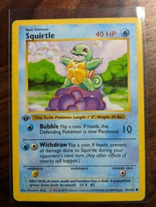 SQUIRTLE - 1ST EDITION SHADOWLESS BASE SET 63/102 POKEMON - MP | eBay