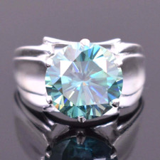 5.10 Ct Certified Treated Blue Diamond Solitaire Men's Ring,925 Sterling Silver