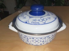 RARE Geithainer Made Germany Cobalt Blue 1 Qt Enamel Pot w Lid Fur Ceran Felder