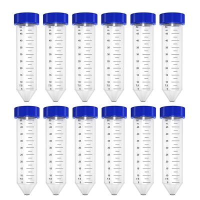 Lab 50mL Centrifuge Tubes ,Sterile Conical Screw Cap Vial Tubes,Leak-Proof Caps