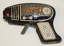 Vintage Atomic Tin Lithographed Space Gun 1950's or 60's Made in JAPAN