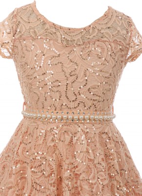 Blush Floral Lace Top Glitter Pearl Dinner Formal Party Flower Girl Dress Easter | eBay Blush Floral Lace Top Glitter Pearl Dinner Formal Party Flower Girl Dress Easter | eBay