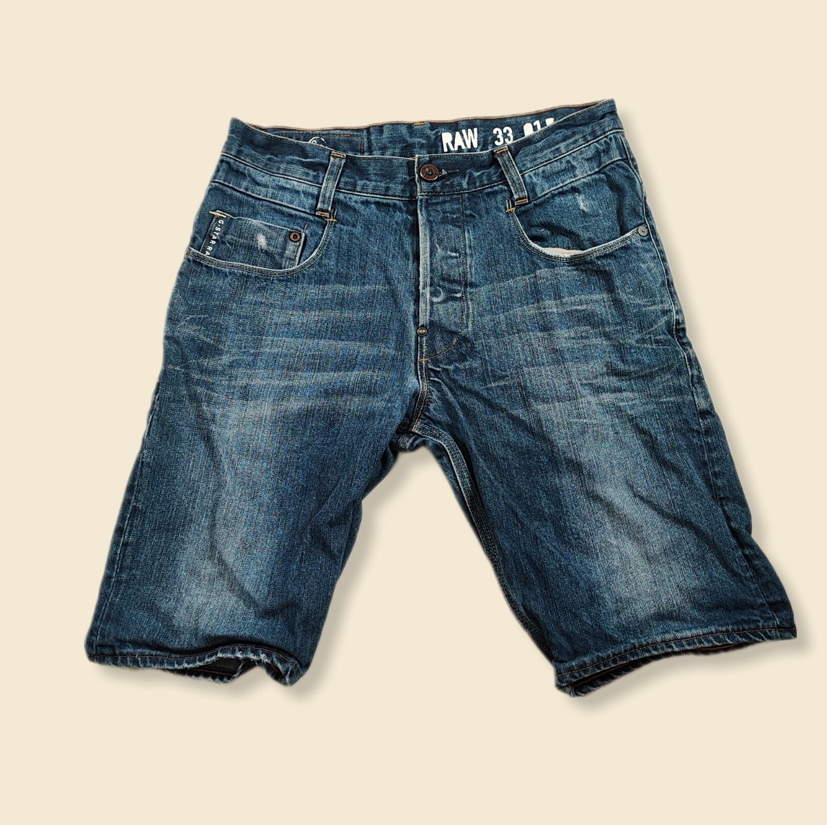 G Star Raw GS01 Blue Denim Jean Shorts Jorts Size Mens Waist 28