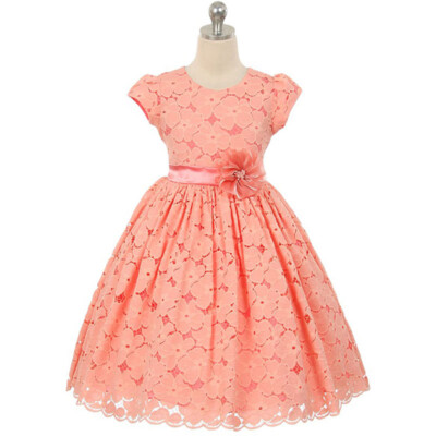 CORAL Size 10 Summer Floral Lace Girl Dress Party Birthday Bridesmaid  Recital | eBay