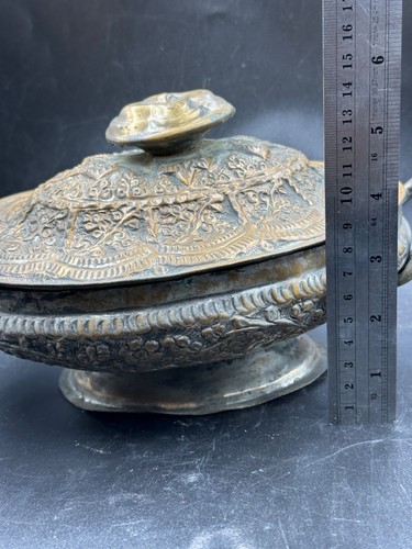 Antique Ancient near eastern old carfted brass Loban from Afghanistan old peace - Picture 8 of 9