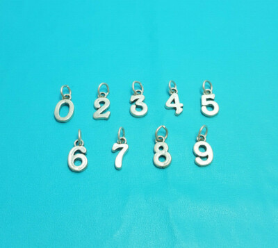 Vintage Sterling Silver Number Charm 0 2 3 5 6 8 Sports Age Lucky Number Choose