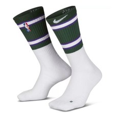 Nike Elite NBA Crew Milwaukee Bucks City Edition Socks - Men's Medium