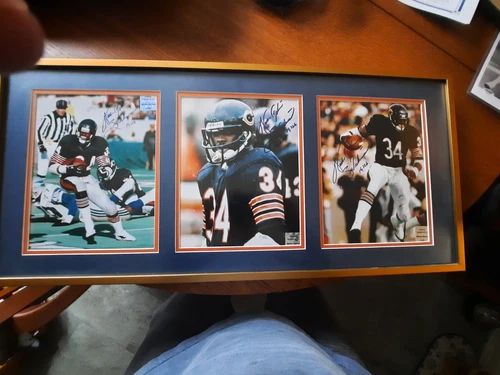 3 Walter Payton Autographed photos (13x29 Display) W/COA