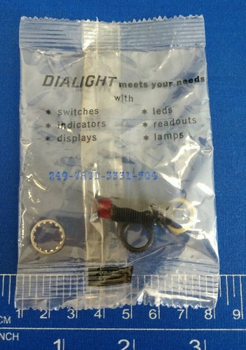 DIALIGHT 249-7871-3331-504 PANEL MOUNT INDICATOR LIGHT SHOCK RESISTANT RED  - Picture 1 of 3