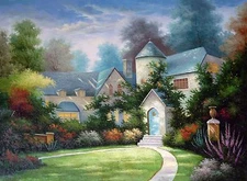 Impressionism Oil Painting on canvas  -  Peaceful   HOME -  size 48“x36”