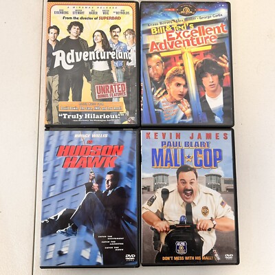 4 DVDs Adventureland Bill and Teds Excellent Adventure Hudson Hawk Paul Blart