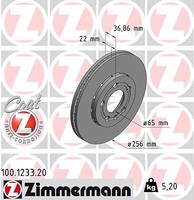 Zimmermann 2X Bremsscheibe Coat Z (100.1233.20) | Bremsscheibenset,