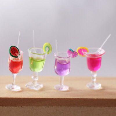 1:12 Scale 8pcs Dollhouse Miniature Juice Cups Drinks Kitchen Resin Accessories