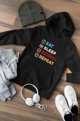 HATTREE Eat Sleep Roblox Repeat Funny Game Mincraft AppKinder Kapuzenpullover Hoodie