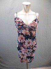 Fashion Nova Size S Womens Mesh Floral Lightweight Short Slim Bodycon Dress 236