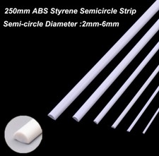 250mm ABS Styrene Semicircle Half Round Beading Section Strip Model 2-6mm Dia
