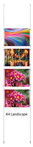 A3 Wire Cable display Acrylic Poster Holder Window Displays easy access pockets - Picture 8 of 8