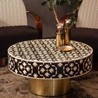 Round Coffee Table, Round Bone Inlay Centre Table Bone Inlay Cocktail ...