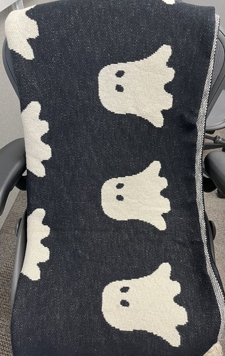 TK Maxx Rachel Zoe Ghost Throw Blanket 50x60” Black & White Halloween - Picture 2 of 3
