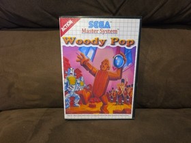 SEGA MASTER SYSTEM WOODY POP ROM CART COMPLETE IN BOX CIB RARE BREAKOUT
