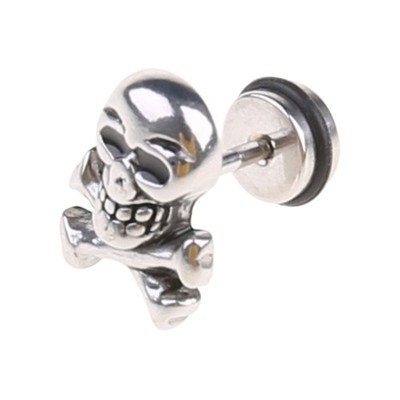 Retro Skull for Head Ear Piercing Studs Earrings for Titanium Steel Ear Ring Gho