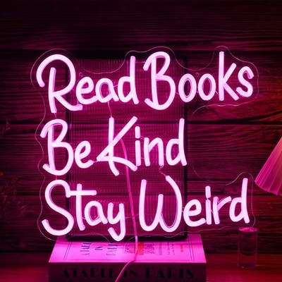 16'' Read Books Be Kind Stay Weird LED Neon Sign With Dimmer USB Powered Light B